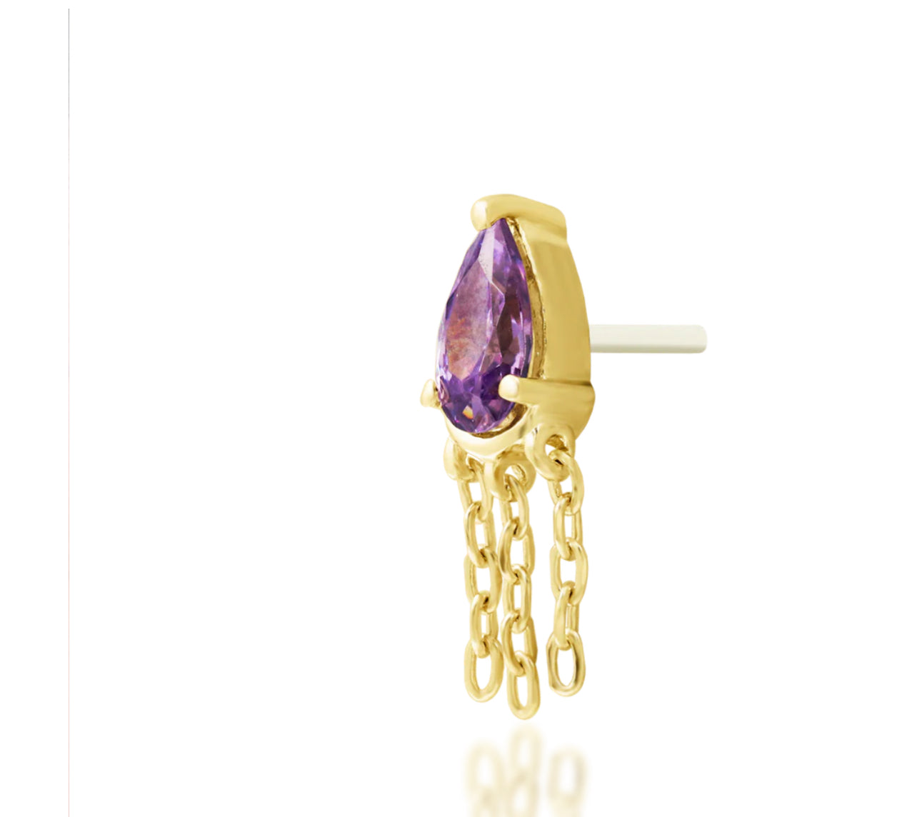 Junipurr Jewellery Fuji Amethyst February Birthstone Dangle Chain Faux Rook Threadless End
