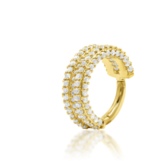 Junipurr Mie Mie 14kt Gold CZ Hinge Segment Ring Huggie
