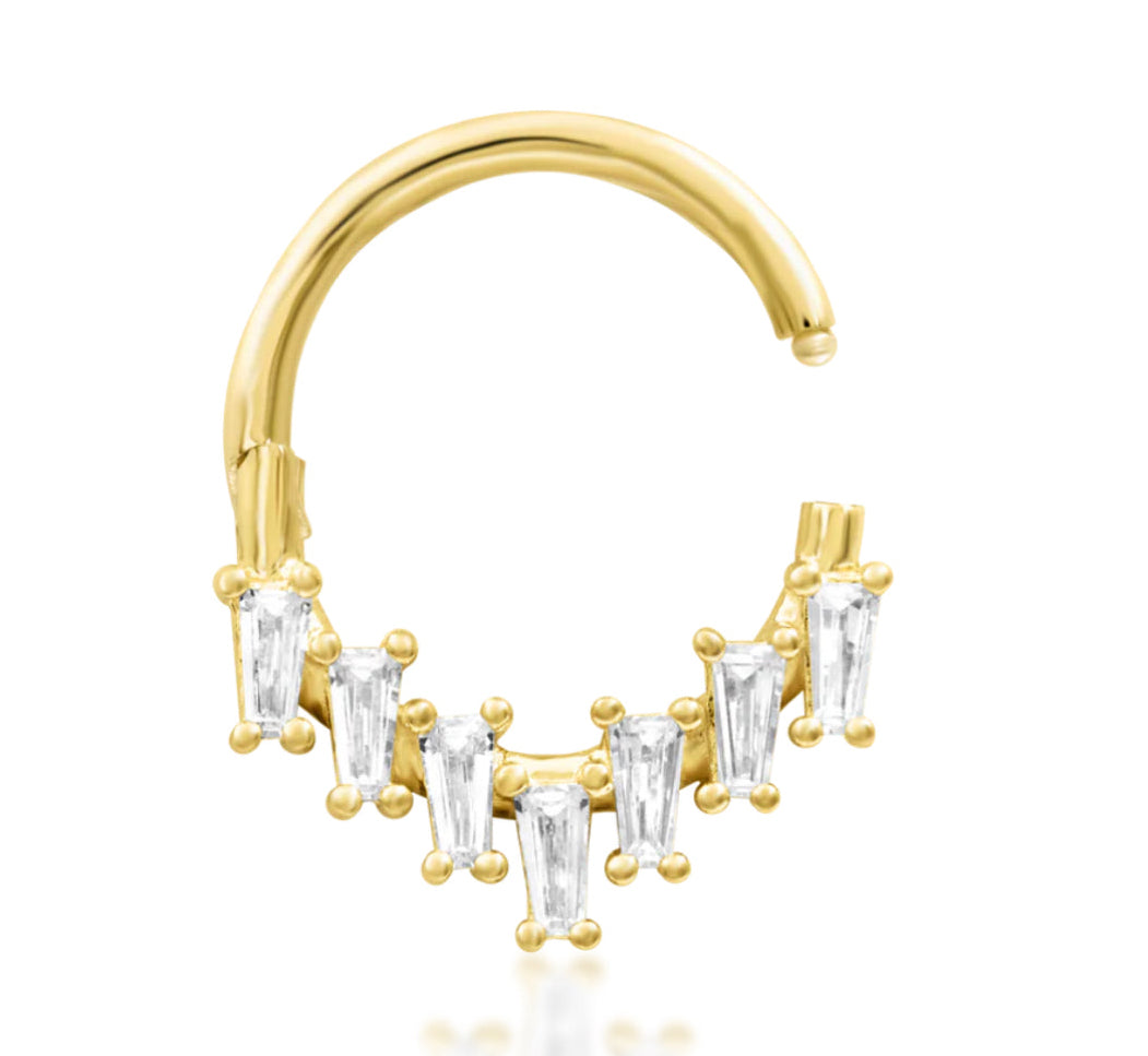 Junipurr Corus 14kt Gold CZ Hinge Segment Daith Septum Ring
