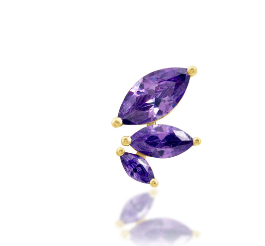 Junipurr Jewellery Glory 14kt Gold Amethyst Marquise February Birthstone Helix Threadless End