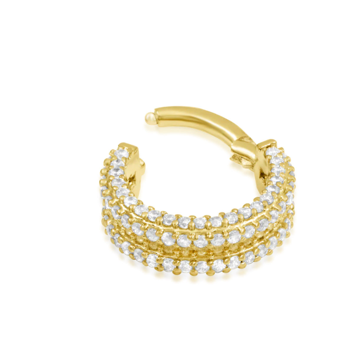 Junipurr Jewellery Mie Mie 14kt Gold CZ HINGE Segment Helix Huggie Ring