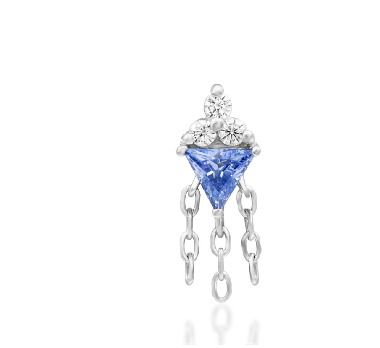 Junipurr Jewellery Angelis 14kt Gold Tanzanite CZ Chain Dangle December Birthstone Helix Earring