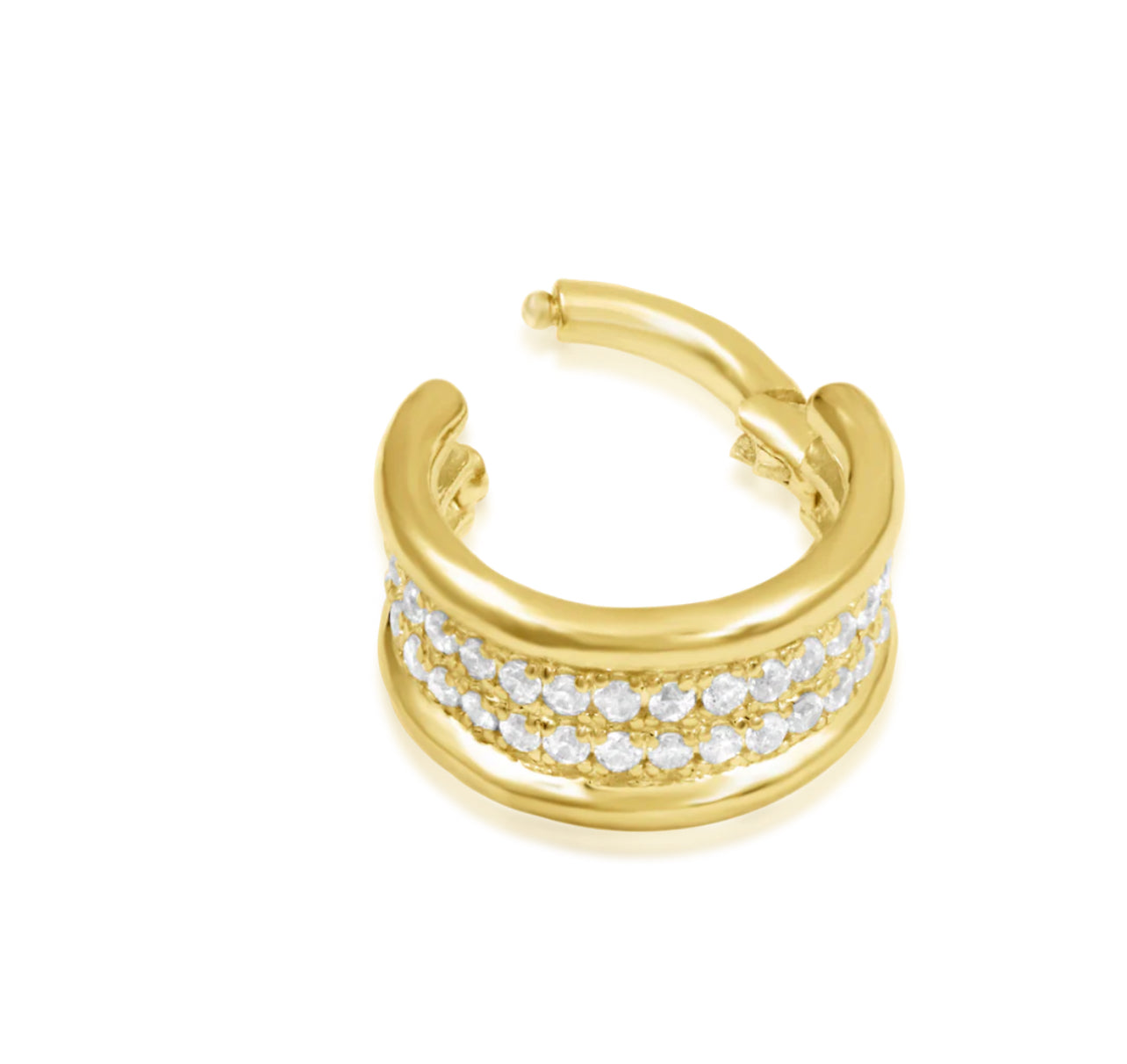 Junipurr Vivienne 14k Gold CZ Hinge Segment Huggie – Daith & Septum | 16G