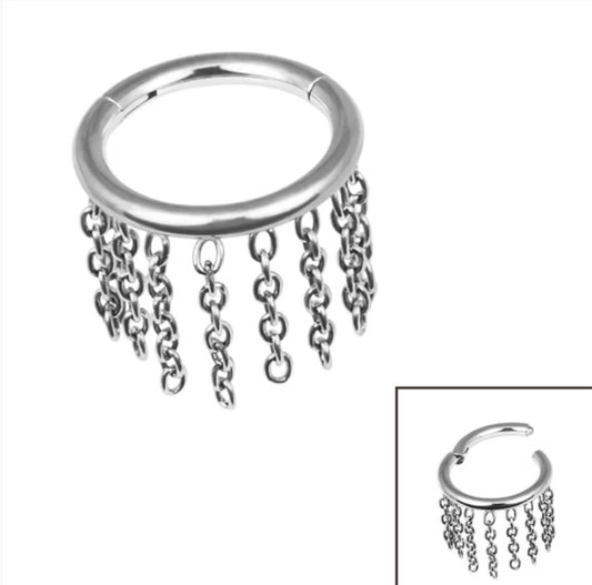 Titanium Fringe Chain Orbit Hinged Clicker conch Ring