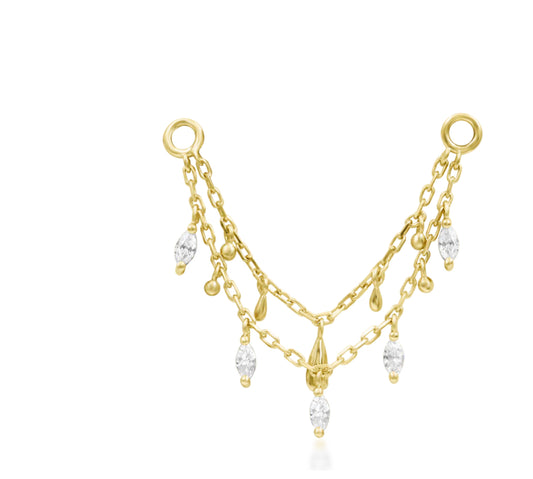 Junipurr Jewellery Marilyn 14kt Gold Tear Drop Chain Helix Earring
