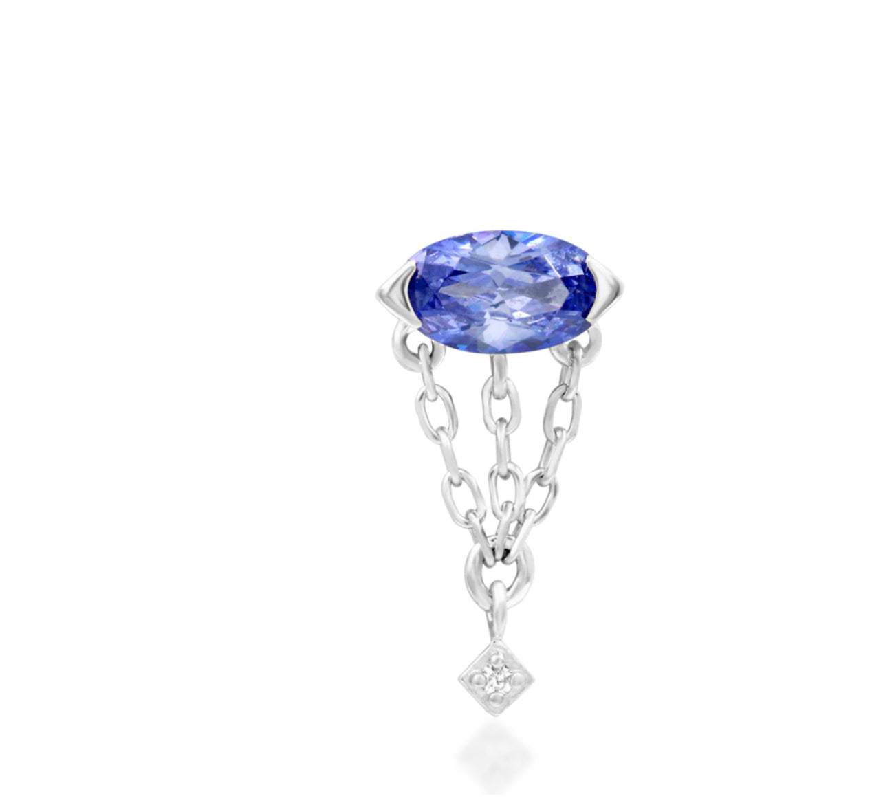 Junipurr Jewellery Akina 14kt Gold Tanzanite CZ Dangle Charm Hidden Helix Chain December Birthstone Earring