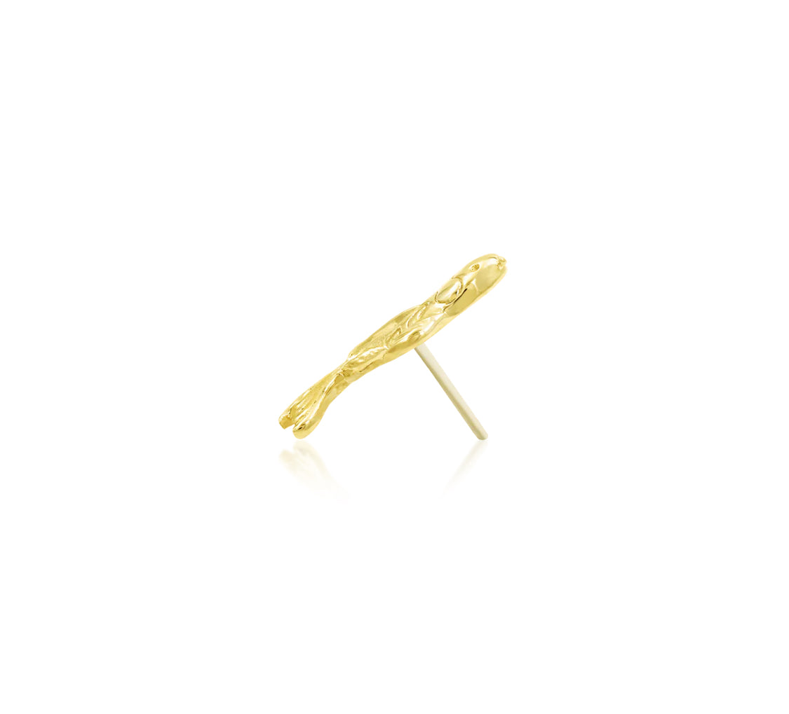 Junipurr Jewellery Koi – Sculpted 14k Gold Threadless End for Helix, Flat & Lobe Piercings