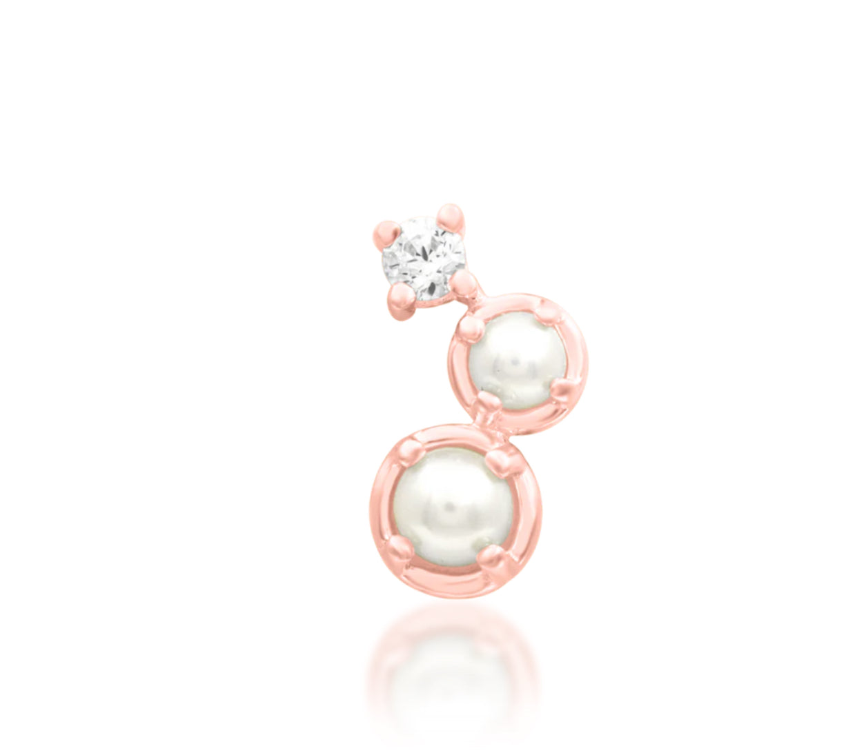 Junipurr Jewellery Gatsy 14kt Gold Pearl CZ Helix Earring