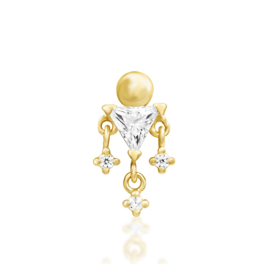 Junipurr Jewellery Judy 14kt Gold CZ Helix Dangle Chain Earring
