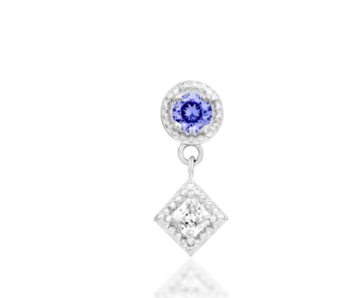 Junipurr Jewellery Angelina 14kt Gold Tanzanite CZ Dangle Charm Helix December Birthstone Earring
