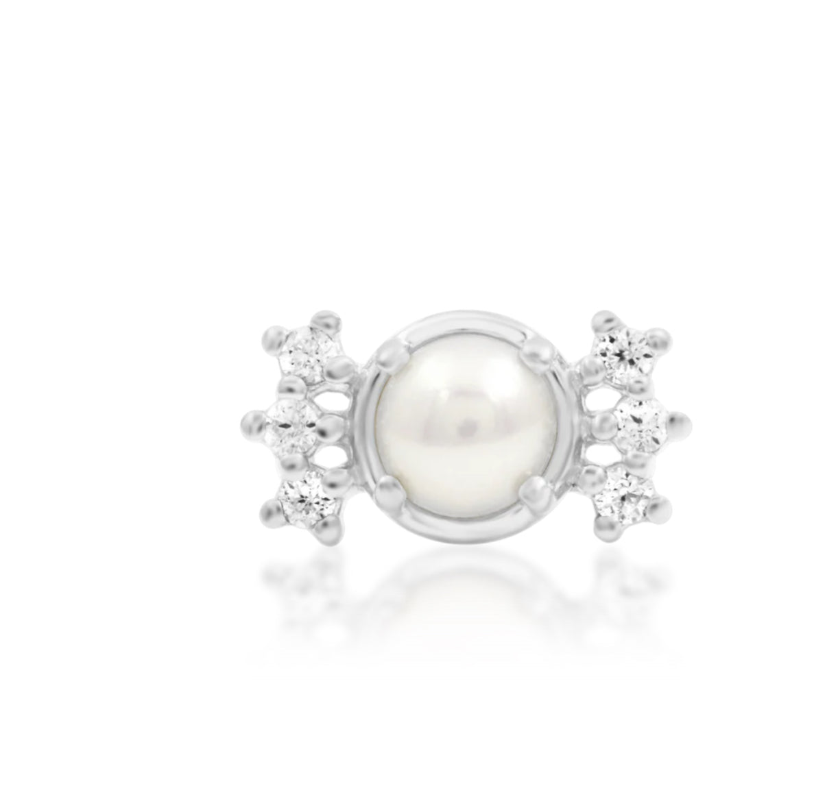 Junipurr Jewellery Martha 14kt Gold CZ Genuine Pearl Helix Threadless Earring