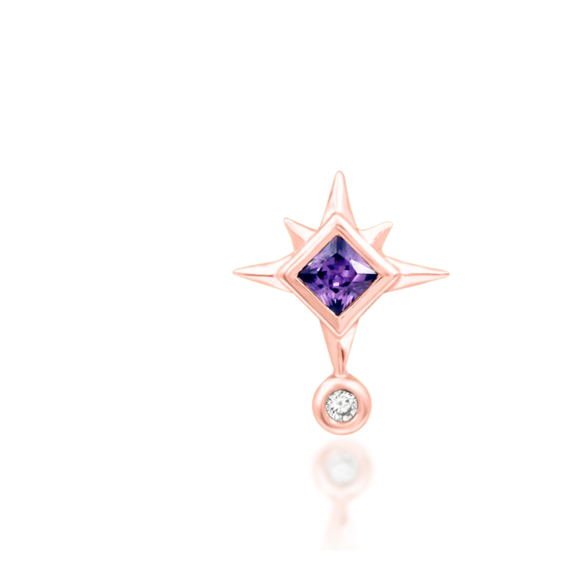 Junipurr Jewellery Lolanthe 14kt Gold Amethyst CZ Star Conch Threadless End