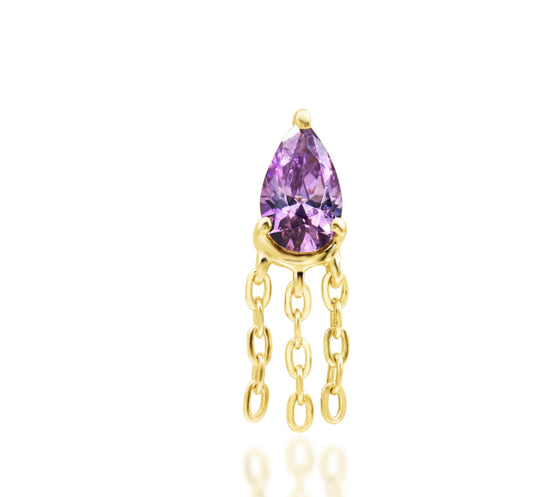 Junipurr Jewellery Fuji Amethyst February Birthstone Dangle Chain Faux Rook Threadless End