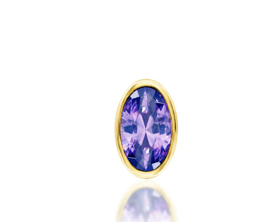 Junipurr Jewellery Dial Amethyst Bezel February Birthstone lobe Threadless Earring