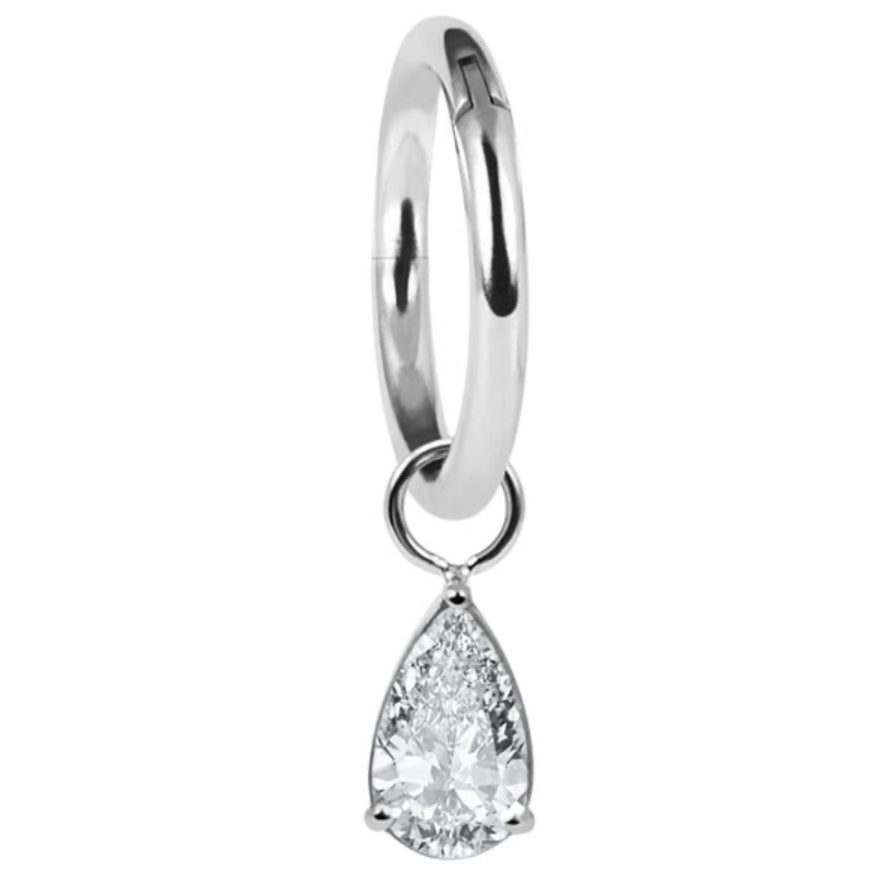 Titanium Hinged Segment Ring with Titanium Jewelled Pear Drop Charm