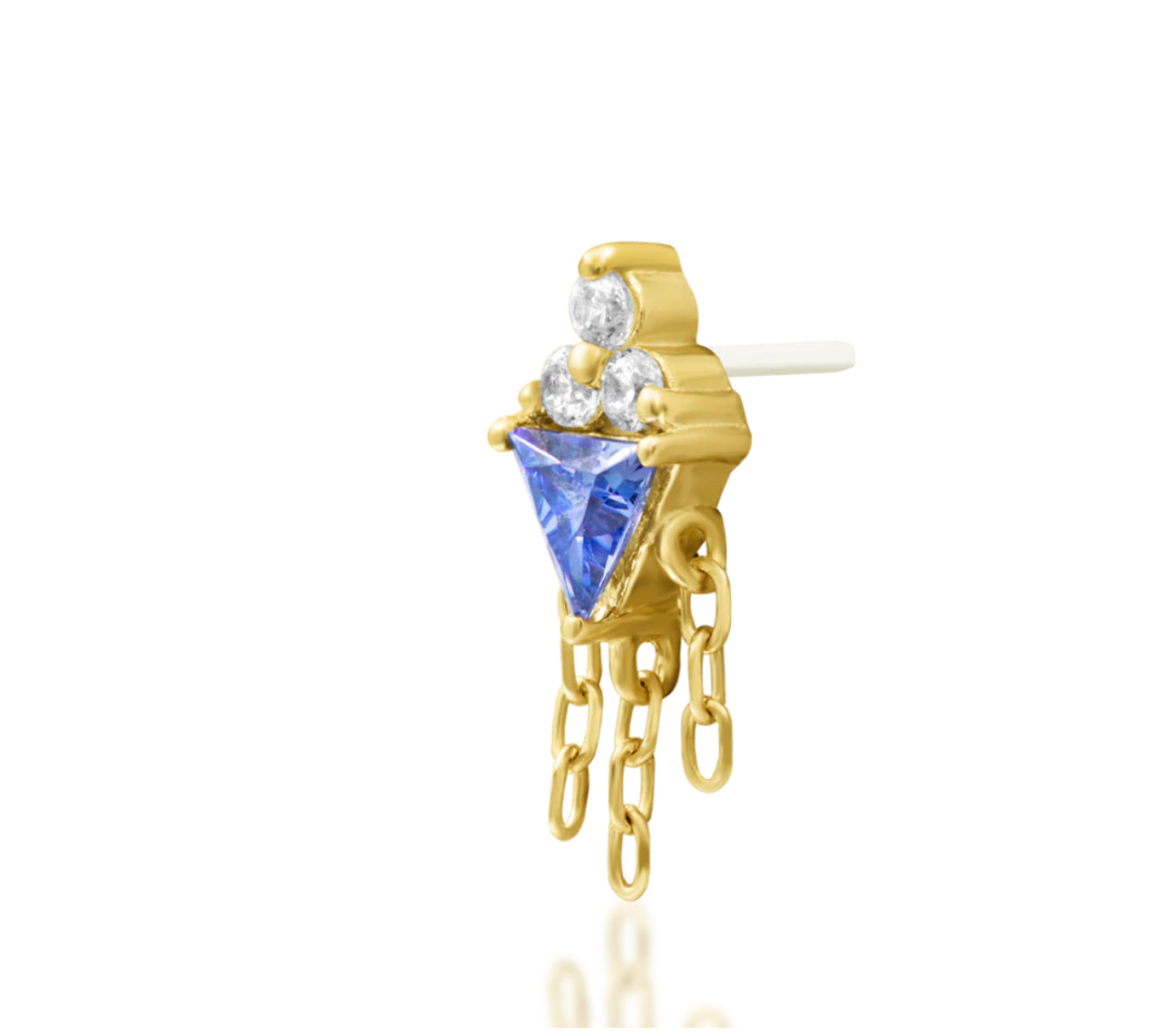 Junipurr Jewellery Angelis 14kt Gold Tanzanite CZ Chain Dangle December Birthstone Helix Earring