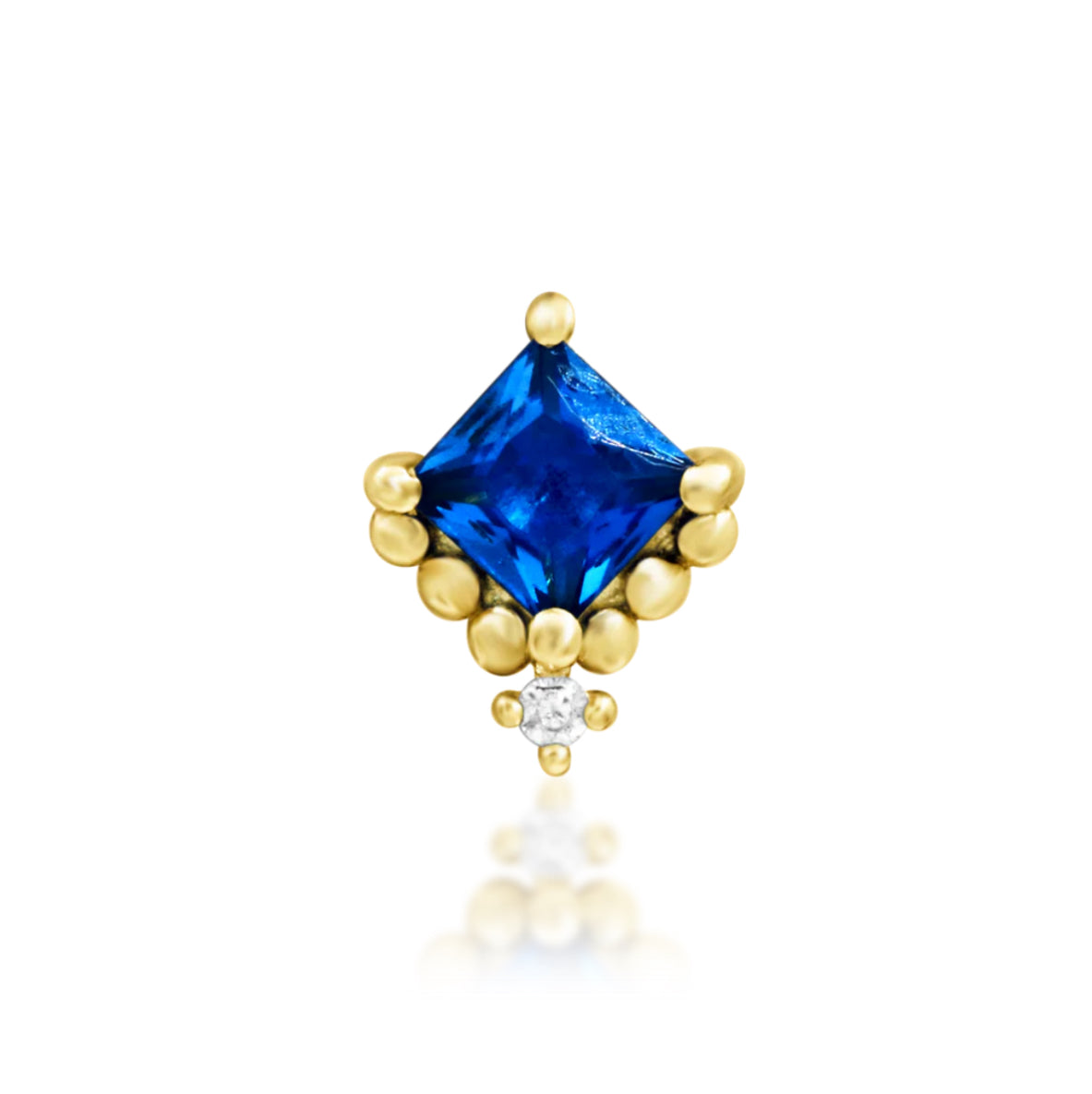 Junipurr Jewellery Hesper 14kt Gold Blue CZ Threadless Attachment