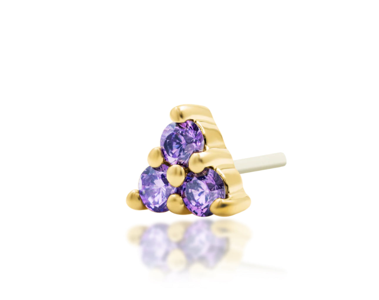 Junipurr Jewellery Lanithia 14kt Gold Amethyst Trinity February Birthstone Threadless End