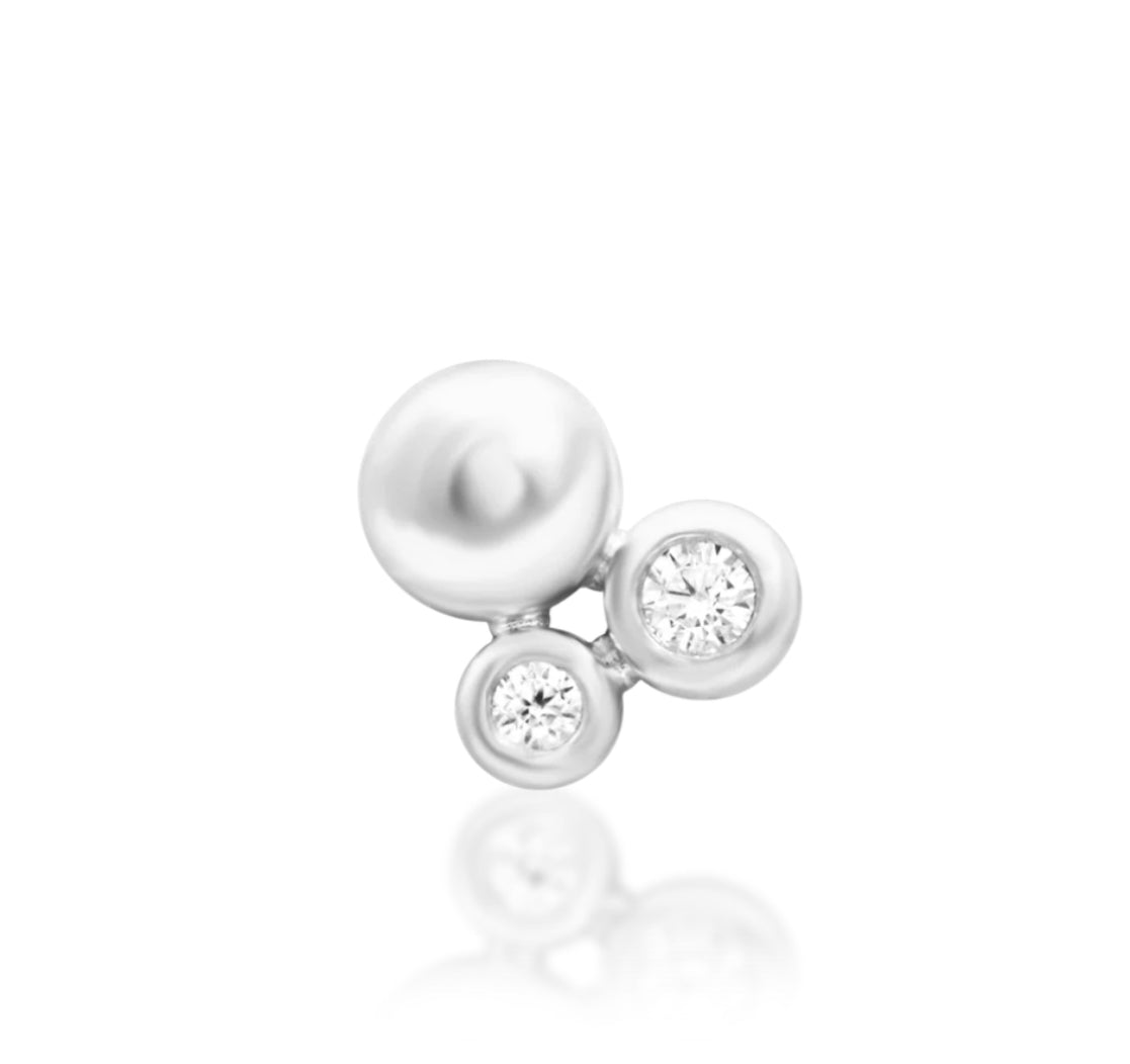 Junipurr Jewellery Sana 14kt Gold CZ Bead Lobe Threadless Earring