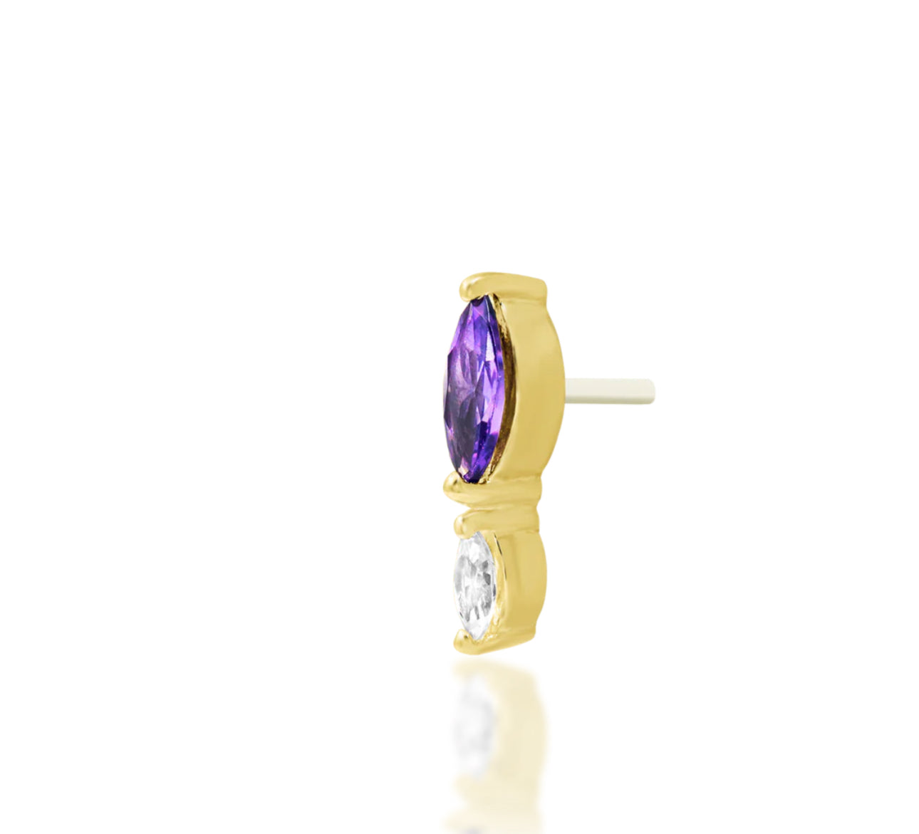 Junipurr Jewellery Emersyn Amethyst CZ February Birthstone Flat Helix threadless Attachment Earring