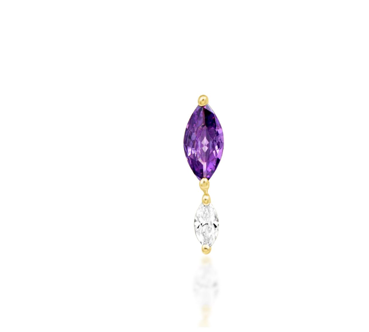 Junipurr Jewellery Emersyn Amethyst CZ February Birthstone Flat Helix threadless Attachment Earring