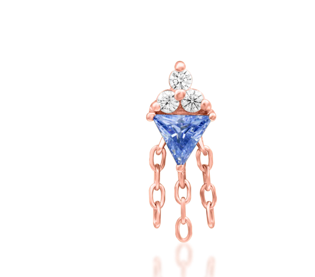 Junipurr Jewellery Angelis 14kt Gold Tanzanite CZ Chain Dangle December Birthstone Helix Earring
