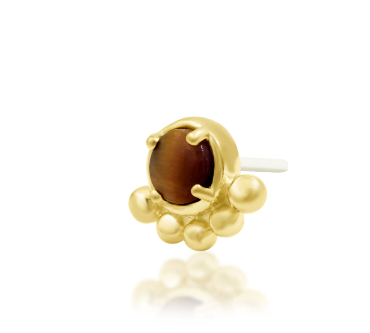 Junipurr Jewellery Anele 14kt Gold Tiget Eye Beaded Helix Earring