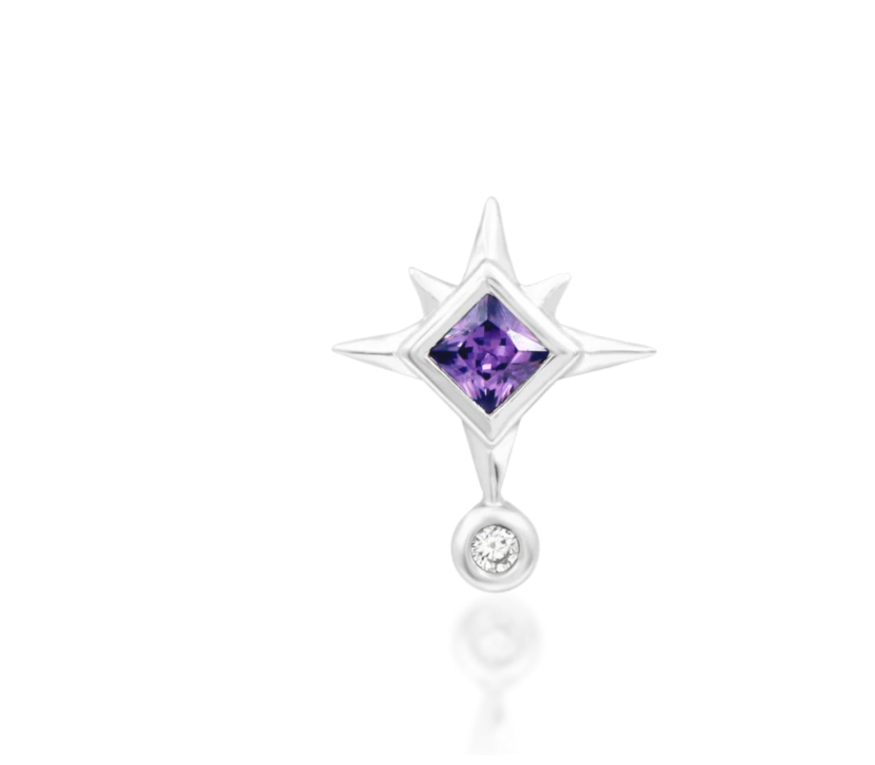 Junipurr Jewellery Lolanthe 14kt Gold Amethyst CZ Star Conch Threadless End
