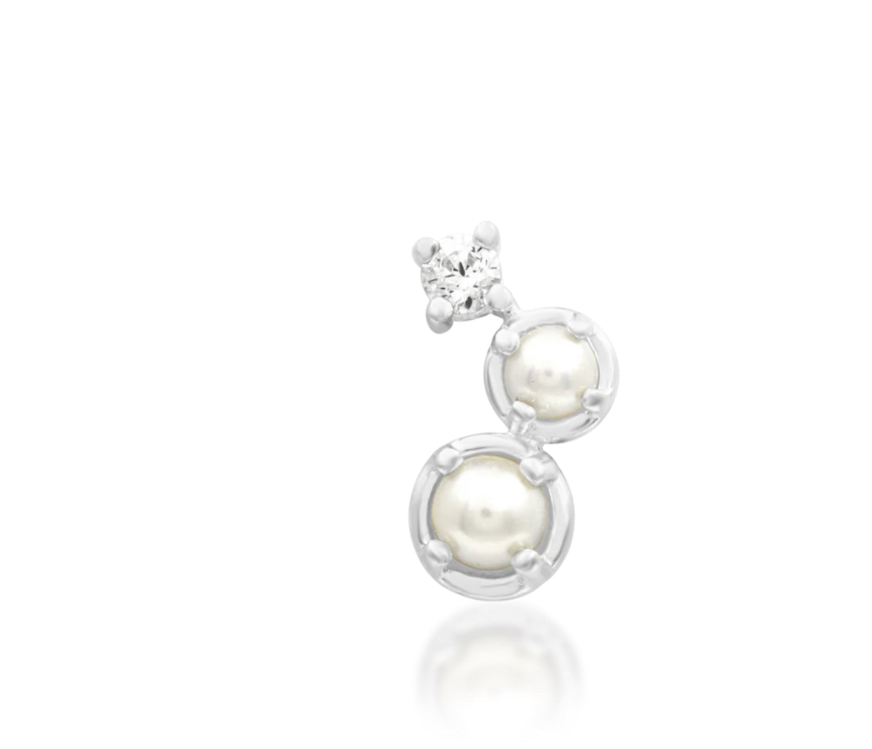 Junipurr Jewellery Gatsy 14kt Gold Pearl CZ Helix Earring