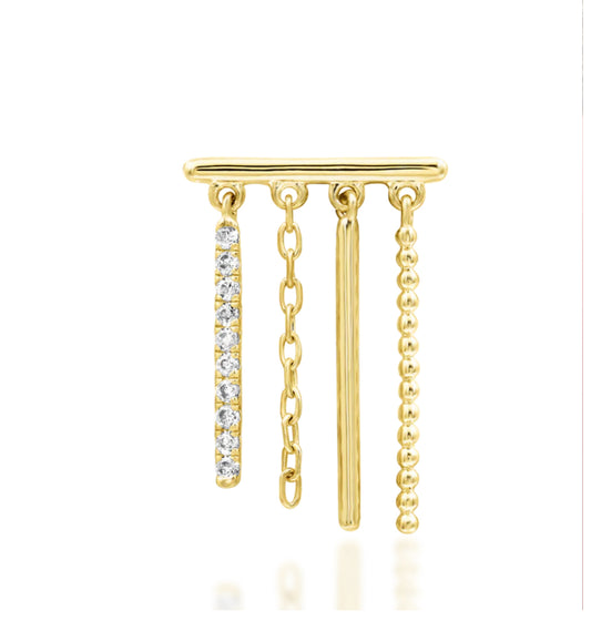 Junipurr Jewellery Chime 14kt Gold CZDangle Chain Hidden Helix