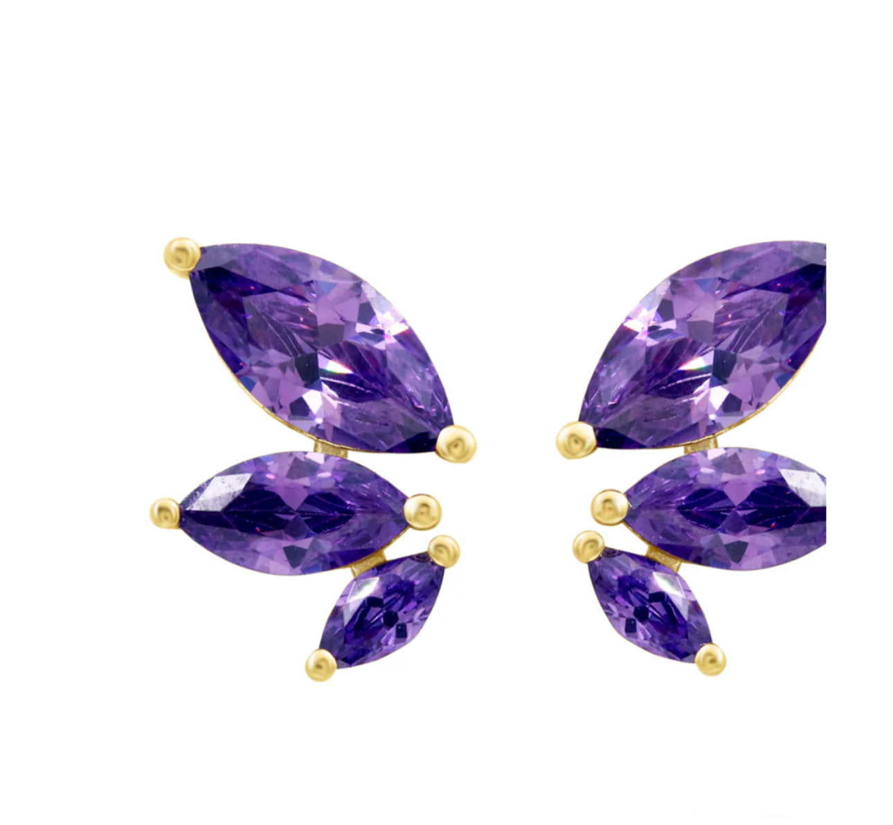 Junipurr Jewellery Glory 14kt Gold Amethyst Marquise February Birthstone Helix Threadless End