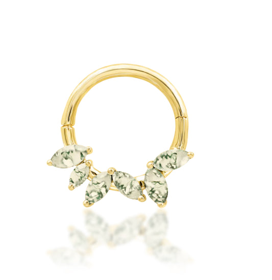 Junipurr Jewellery Alicia 14kt Gold Moss Gate Hinge Segment Ring