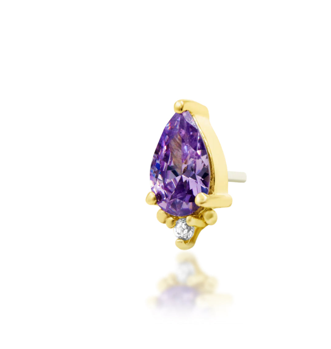 Junipurr Jewellery Gracie 14kt Gold Amethyst February Birthstone CZ Helix Earring