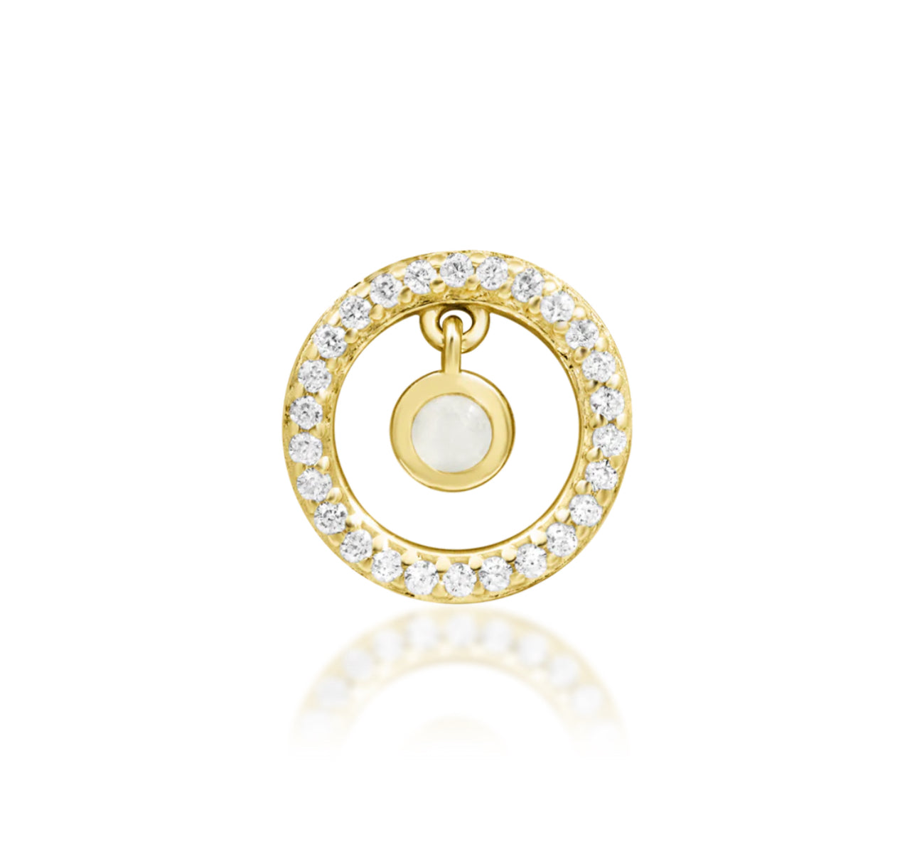 Junipurr Jewellery Ailany 14kt Gold Moonstone & CZ 14kt Gold Threadless Attachment