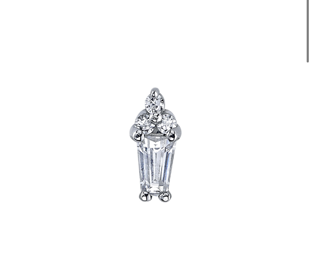 Mirran - BVLA Beaded Diamond Baguette Trinity Helix Tragus Attachment End