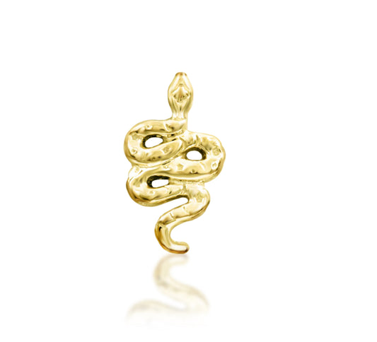 Junipurr Jewellery Hammered Hiss 14kt Gold snake Threadless Attachment Earring