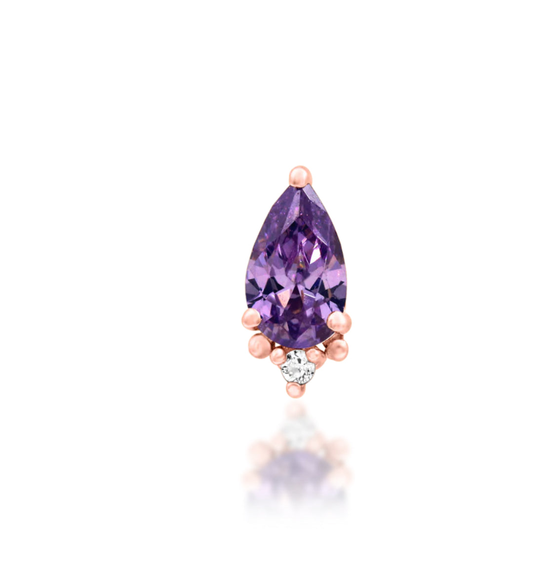 Junipurr Jewellery Gracie 14kt Gold Amethyst February Birthstone CZ Helix Earring