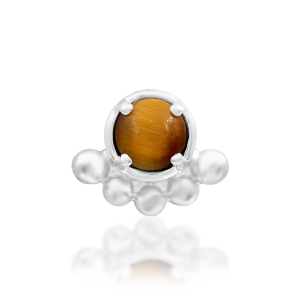Junipurr Jewellery Anele 14kt Gold Tiget Eye Beaded Helix Earring