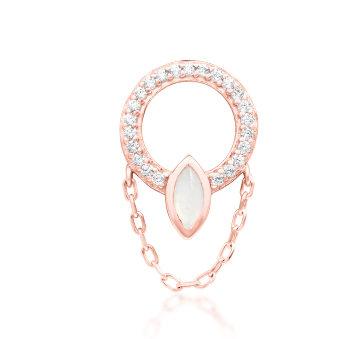 Junipurr Jewellery Brenna 14kt Gold Moonstone & CZ Threadless Attachment