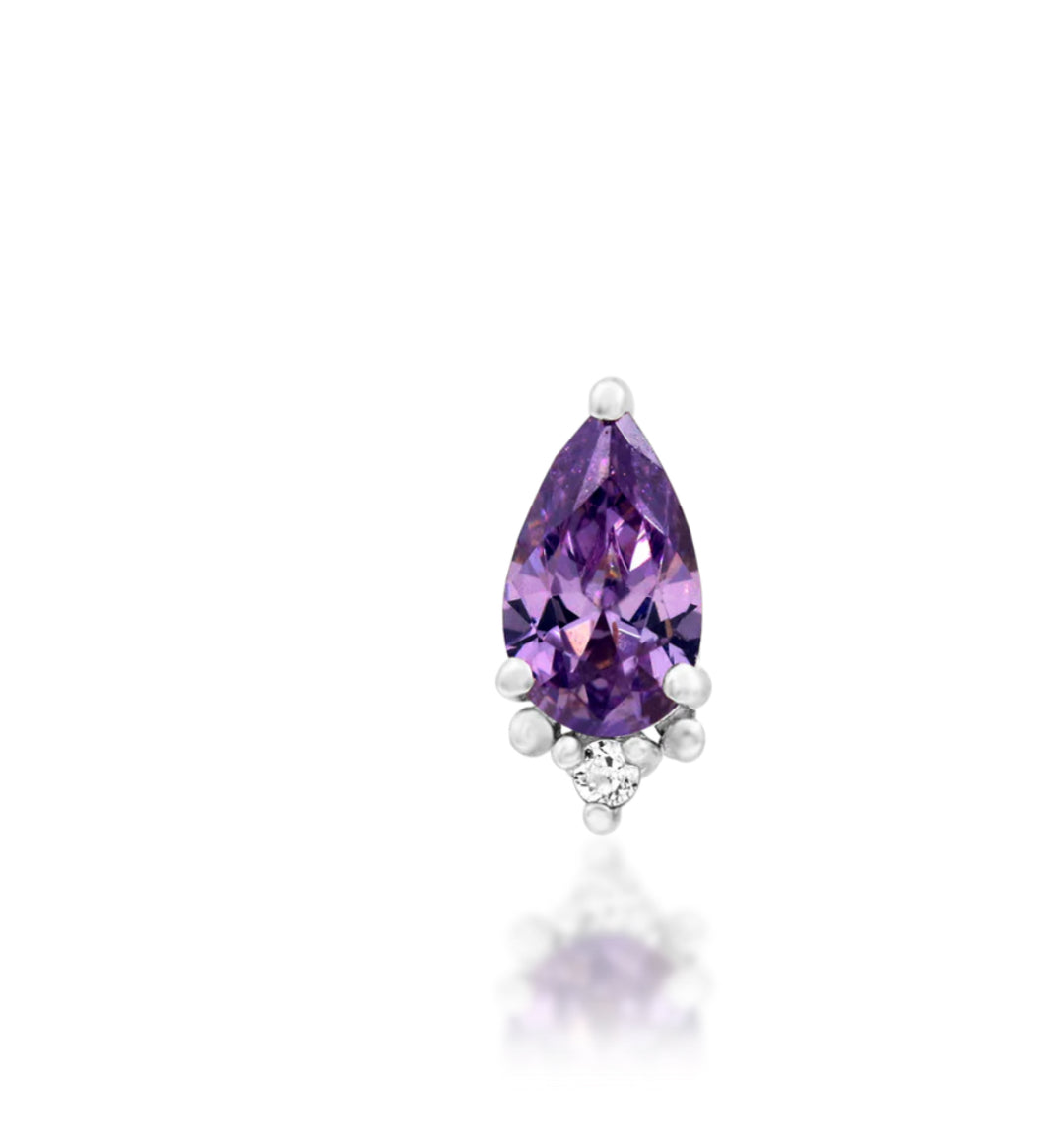 Junipurr Jewellery Gracie 14kt Gold Amethyst February Birthstone CZ Helix Earring