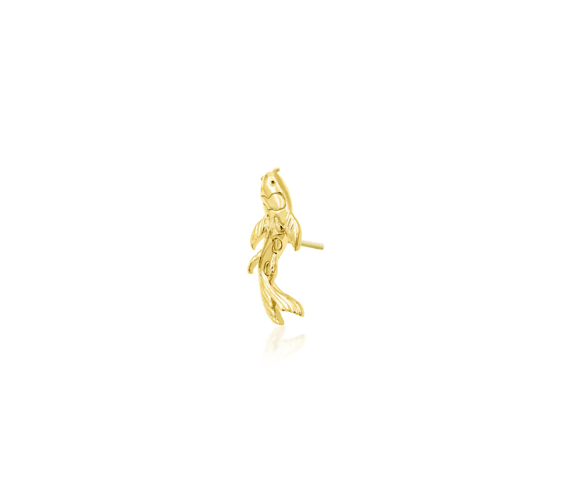 Junipurr Jewellery Koi – Sculpted 14k Gold Threadless End for Helix, Flat & Lobe Piercings