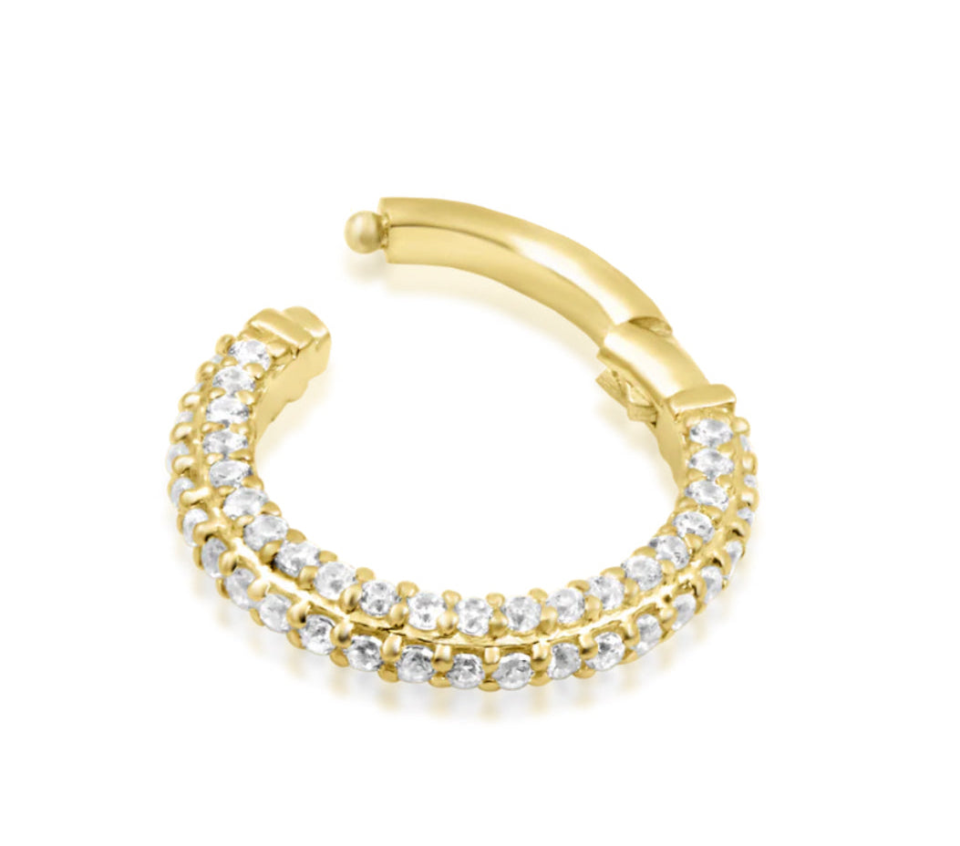 Junipurr Demi 14k Gold CZ Hinge Segment Ring – Conch & Helix | 16G