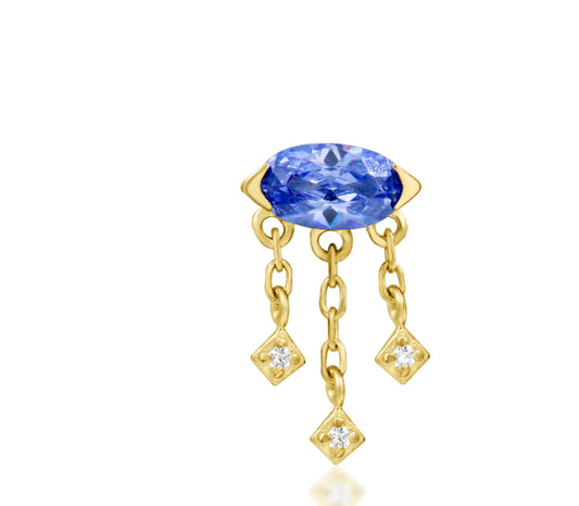 Junipurr Jewellery Amidah 14kt Gold Dangle Chain Flat Helix December Birthstone