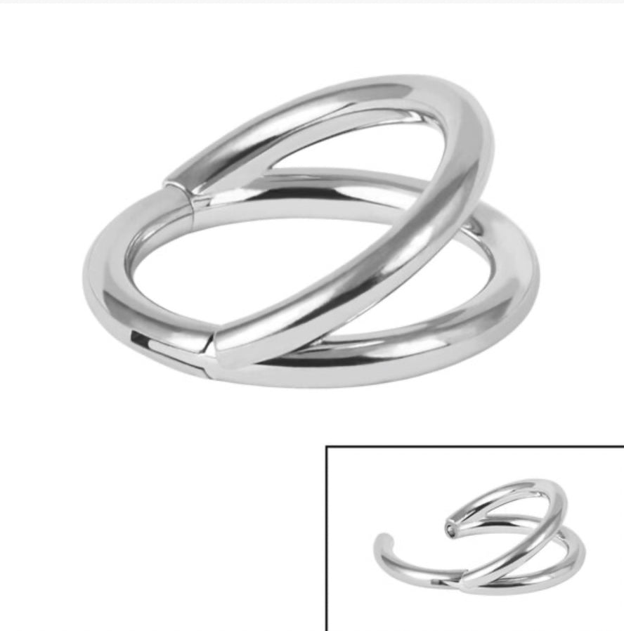 Titanium Double Band Hinged Clicker Ring