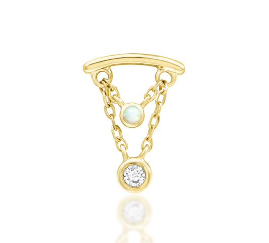 Junipurr Jewellery Amelda 14kt Gold Opal & CZ Threadless Attachment