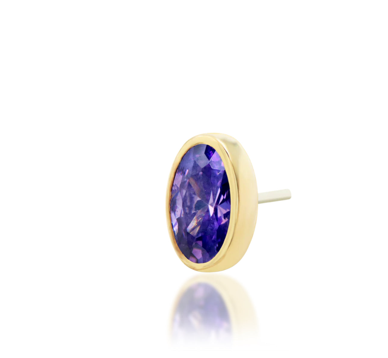 Junipurr Jewellery Dial Amethyst Bezel February Birthstone lobe Threadless Earring