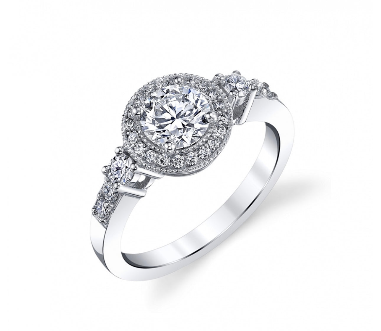 Round Halo Diamond BVLA Engagement Ring