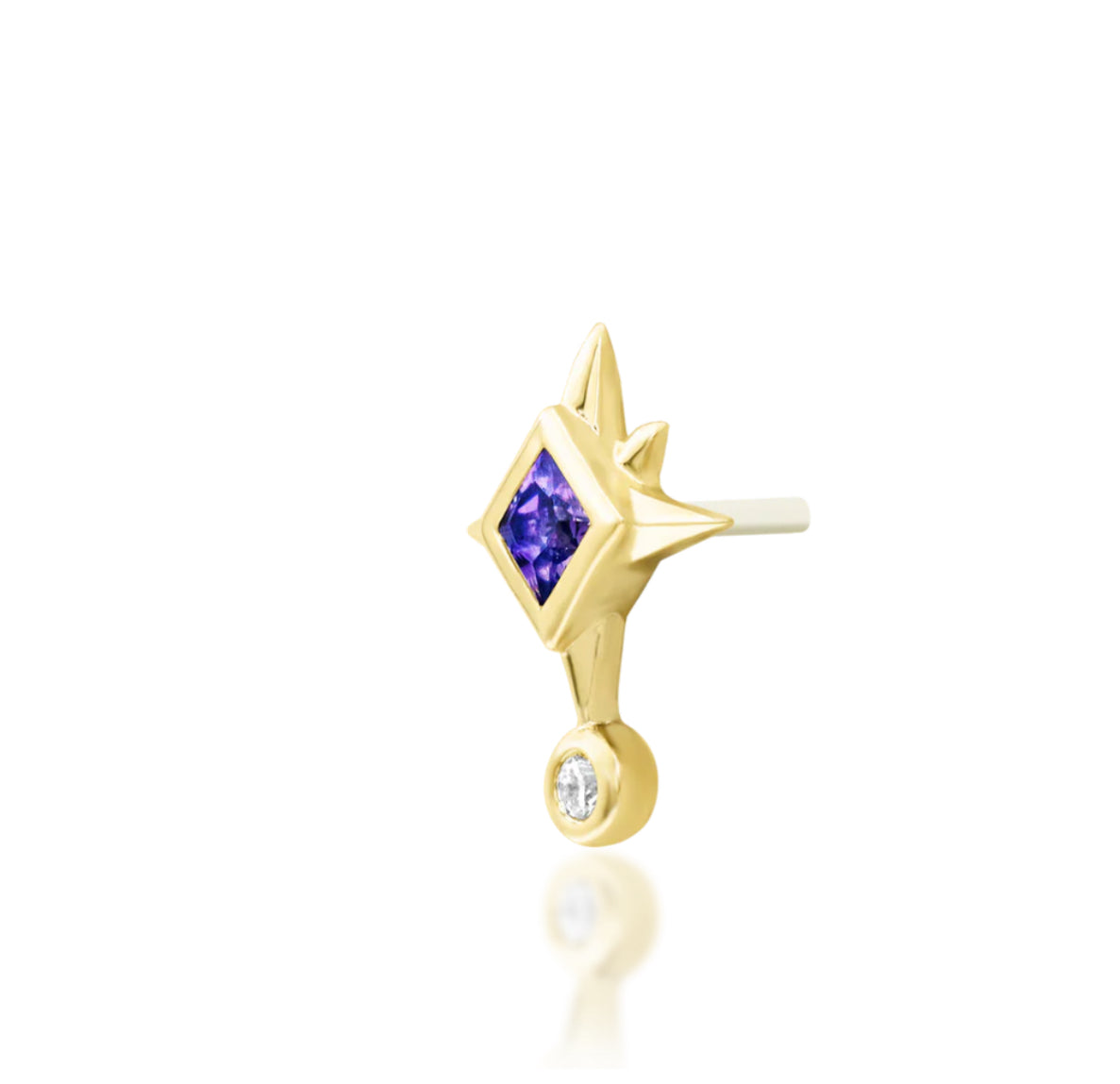 Junipurr Jewellery Lolanthe 14kt Gold Amethyst CZ Star Conch Threadless End