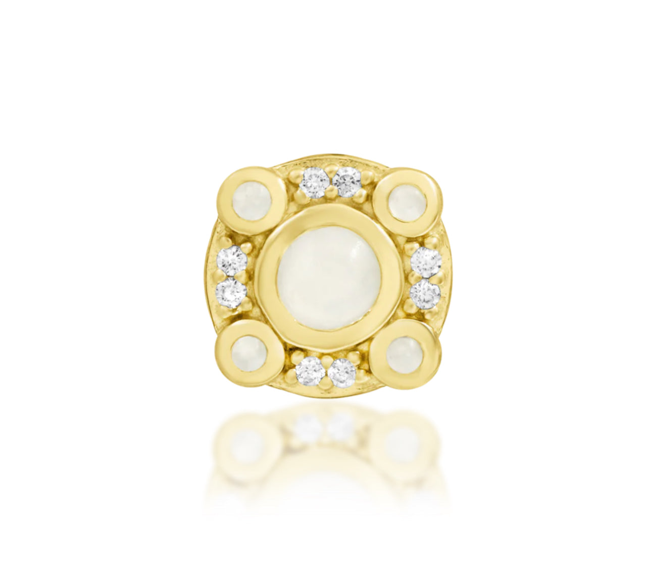 Junipurr Jewellery Inaya 14kt Gold Moonstone & CZ Threadless Attachment Helix Attachment