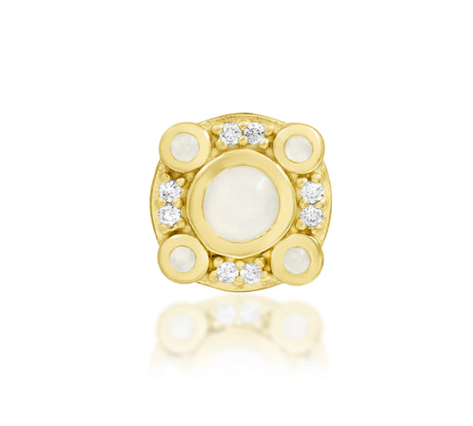 Junipurr Jewellery Inaya 14kt Gold Moonstone & CZ Threadless Attachment